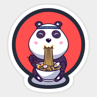 Panda Eat Ramen Sticker